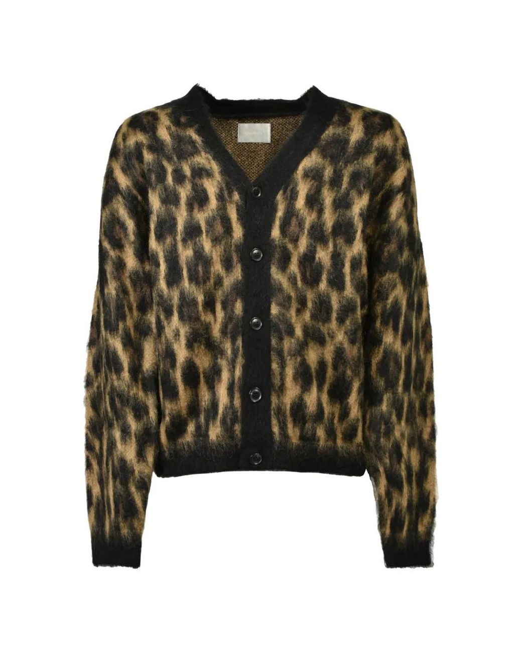 CEDARWOOD Black Leopard-Print Cardigan for men