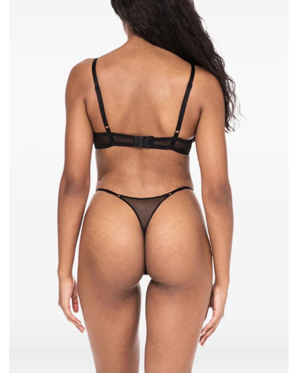 Zhilyova Gray Embroidered-Motif Thong