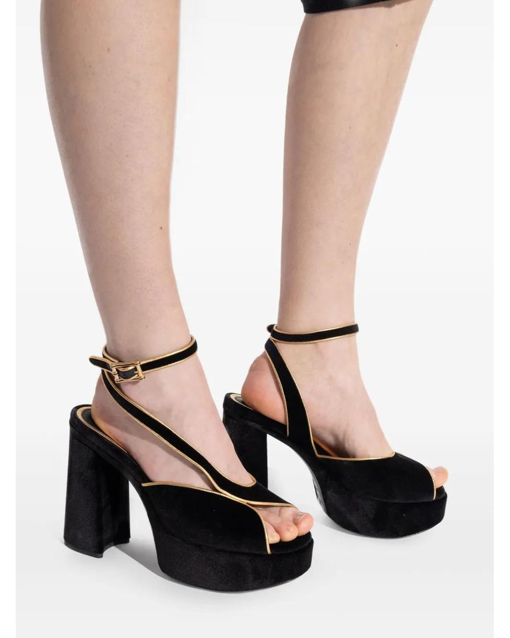 Etro Black Velvet Platform Sandals