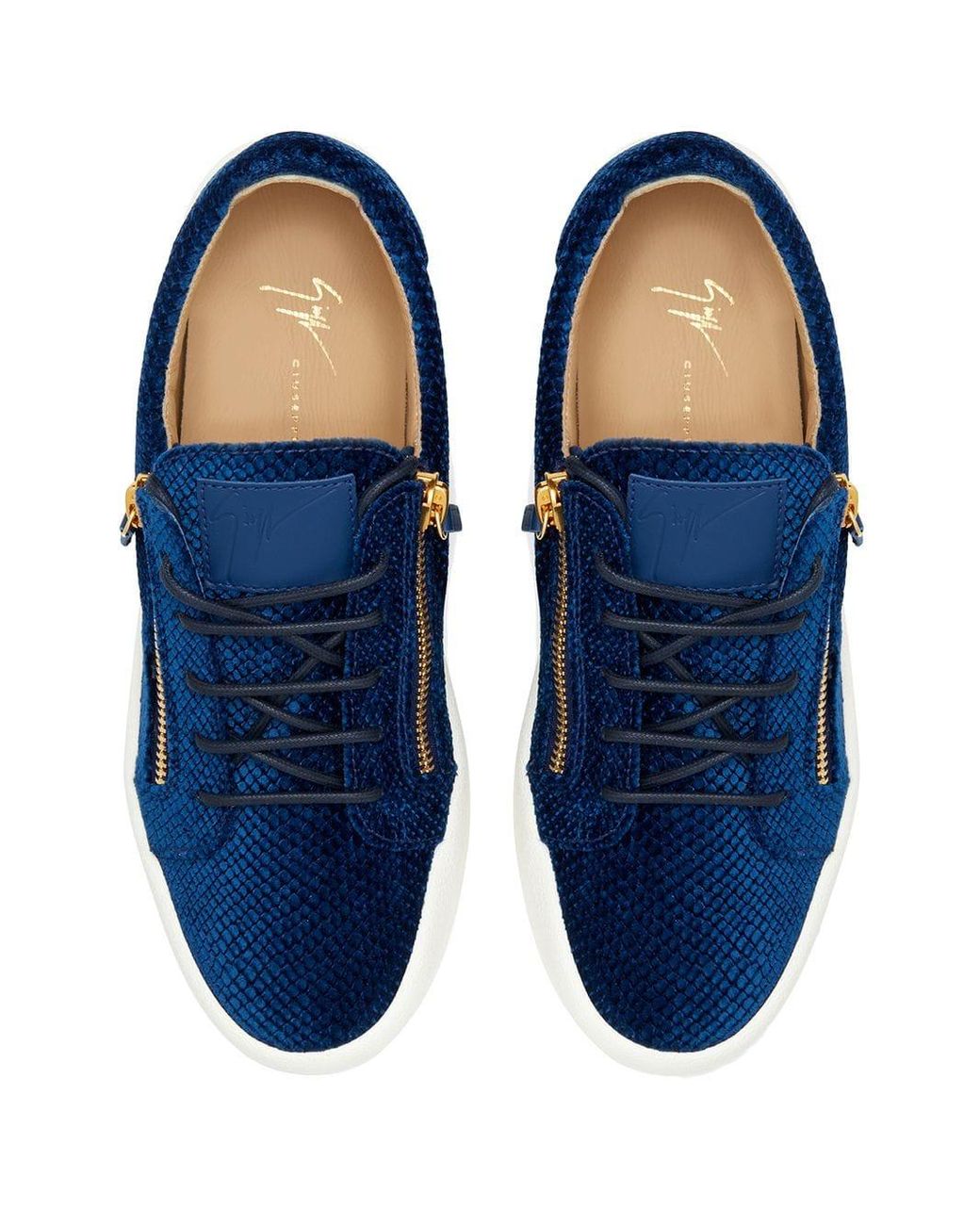 Giuseppe Zanotti Frankie Velvet Sneakers in Blue for Men | Lyst
