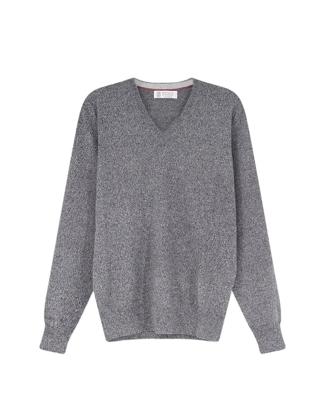 Brunello Cucinelli Gray V-Neck Sweater for men
