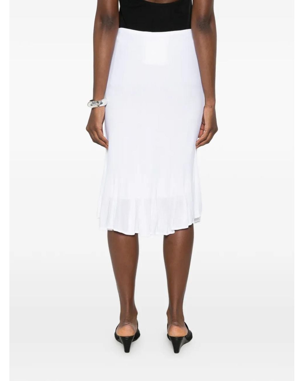 Totême  White Fluted Knit Skirt