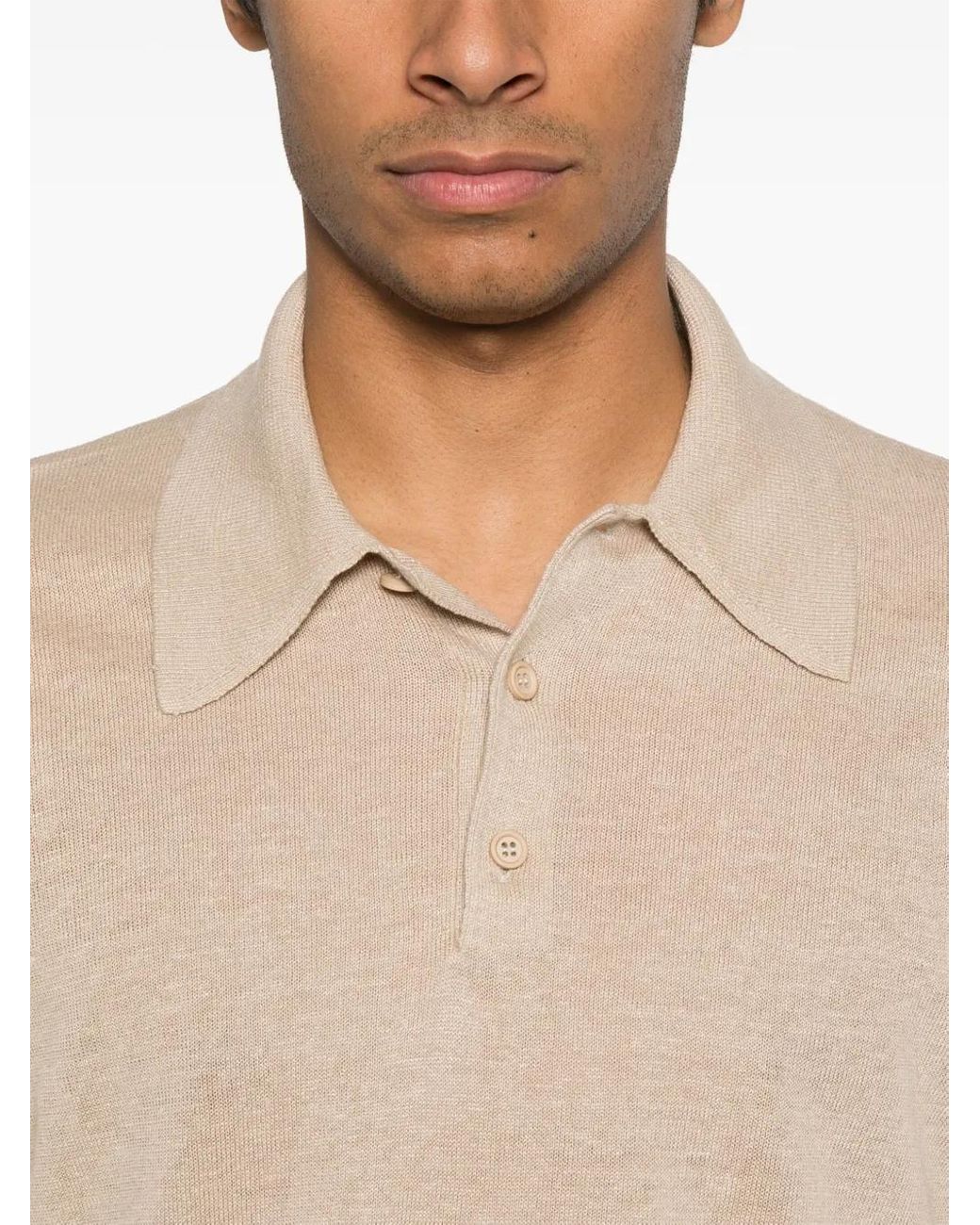 Prada Natural Fine-Knit Polo Shirt for men
