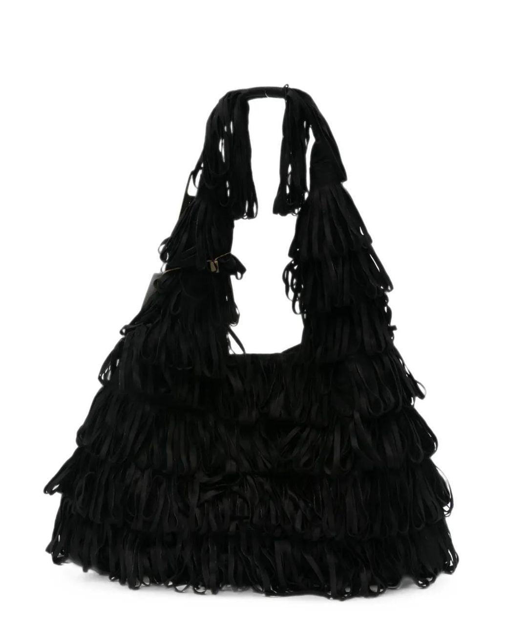 La Milanesa Black Capucine Fringed Tote Bag