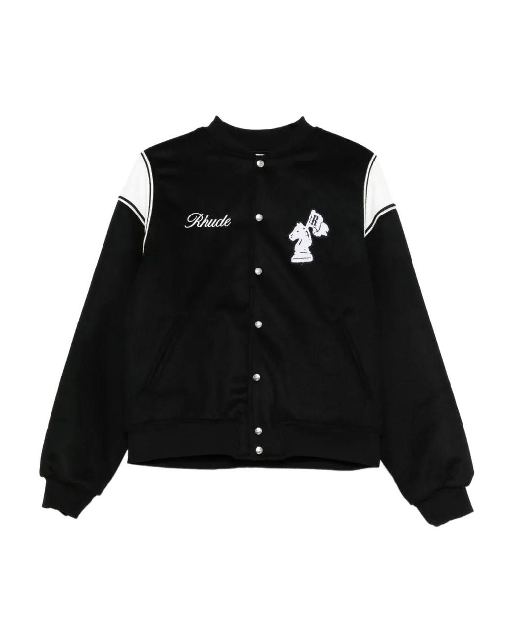Rhude Black Logo-Embroidered Bomber Jacket for men