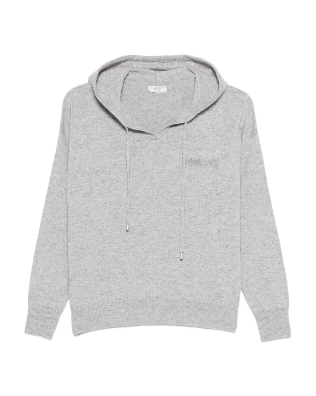 Peserico Gray Embellished-Detail Hoodie