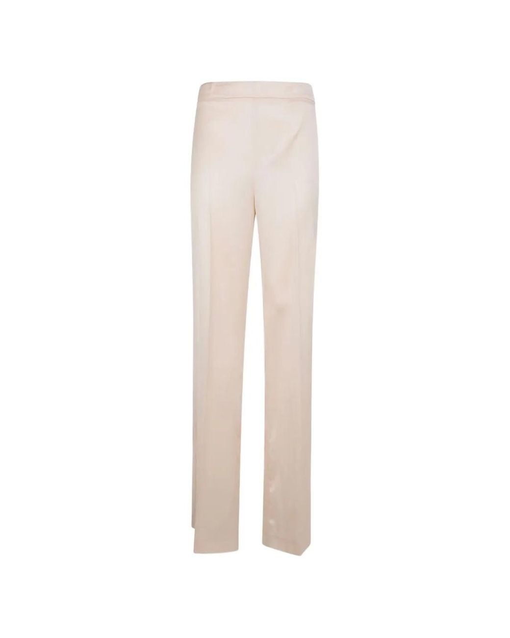 Twinset White Satin-Finish Straight-Leg Trousers