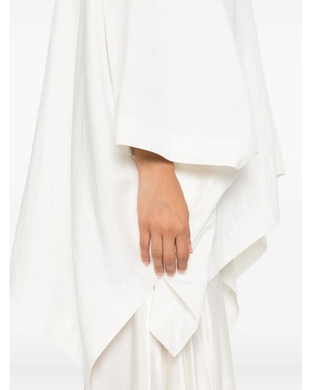The Row White V-Neck Asymmetric Top