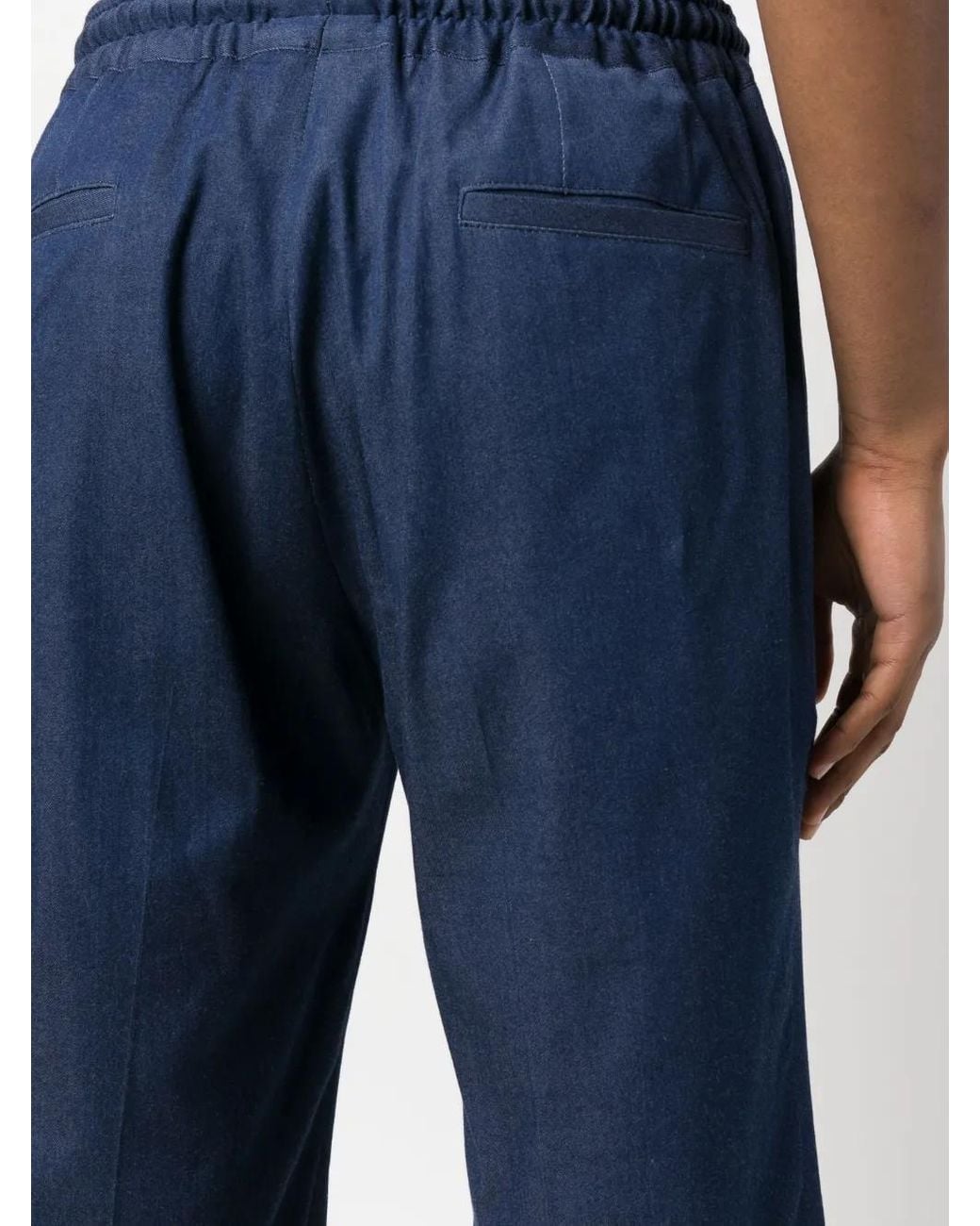 Kiton Blue Elasticated Denim Shorts for men