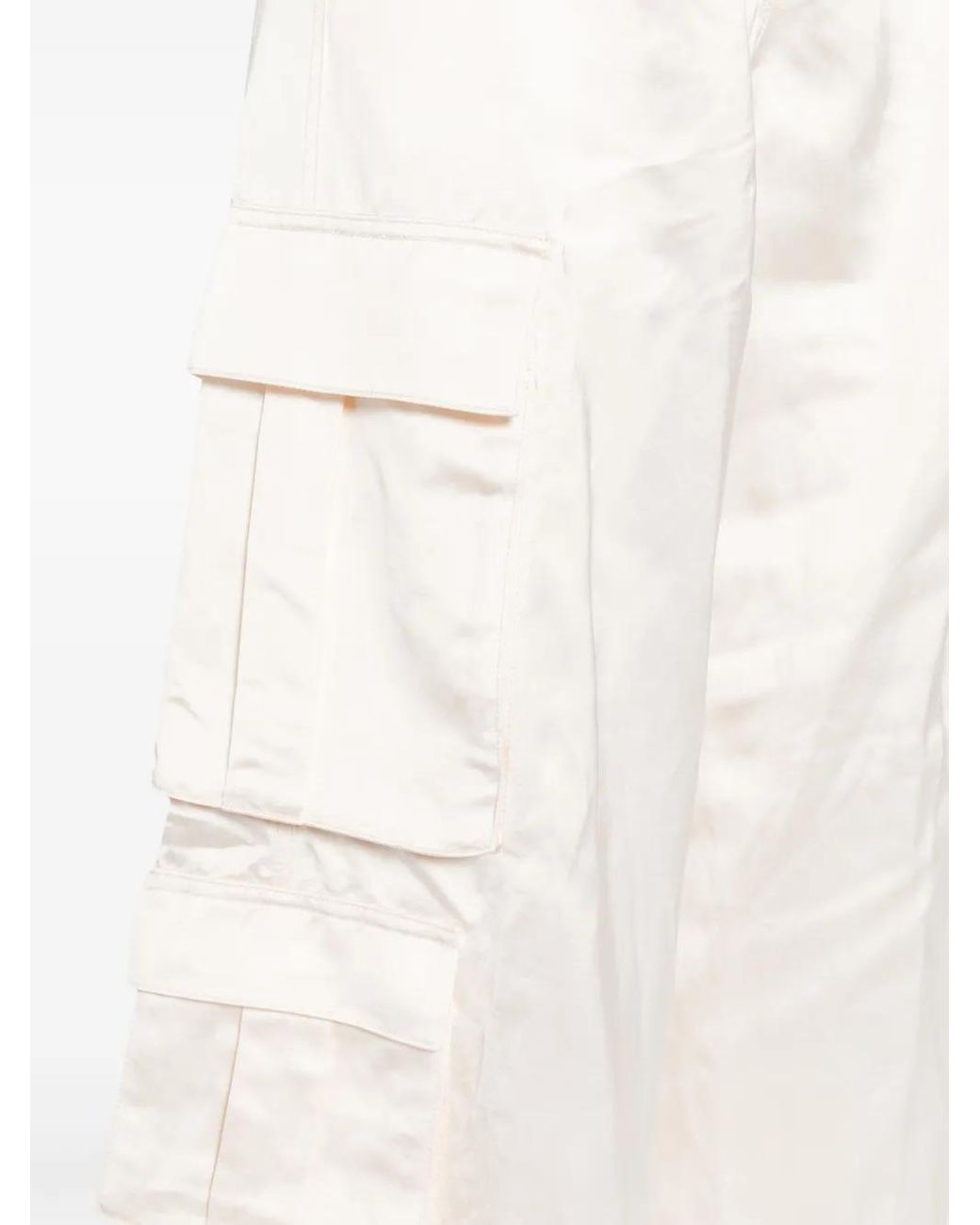 Self-Portrait White High-Waisted Straight-Leg Cargo Trousers