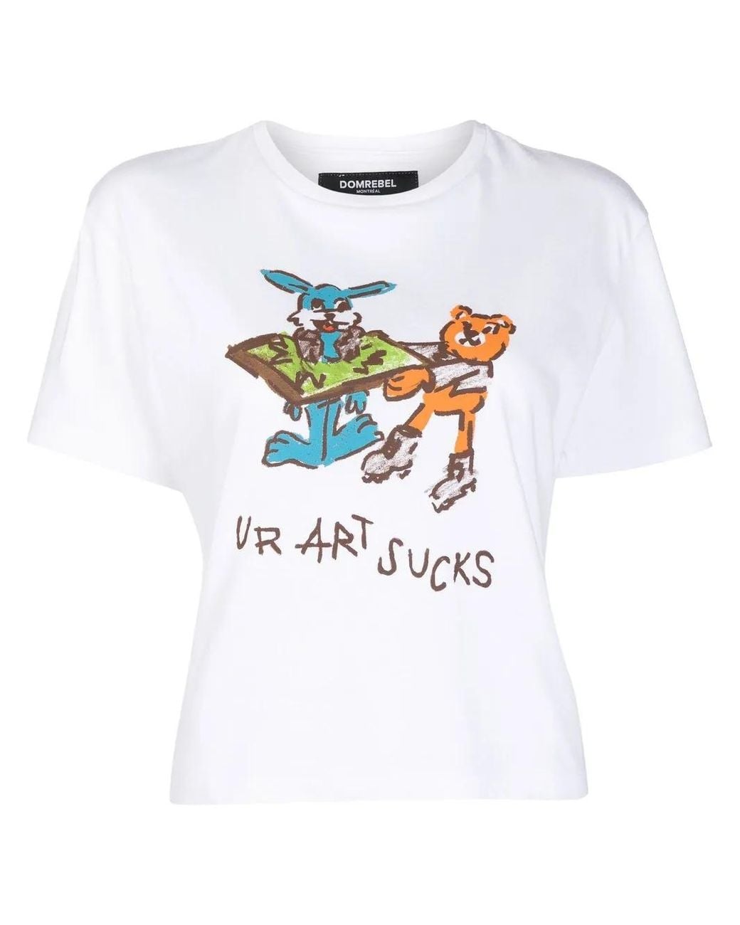 DOMREBEL White Ur Art Sucks Print T-Shirt for men