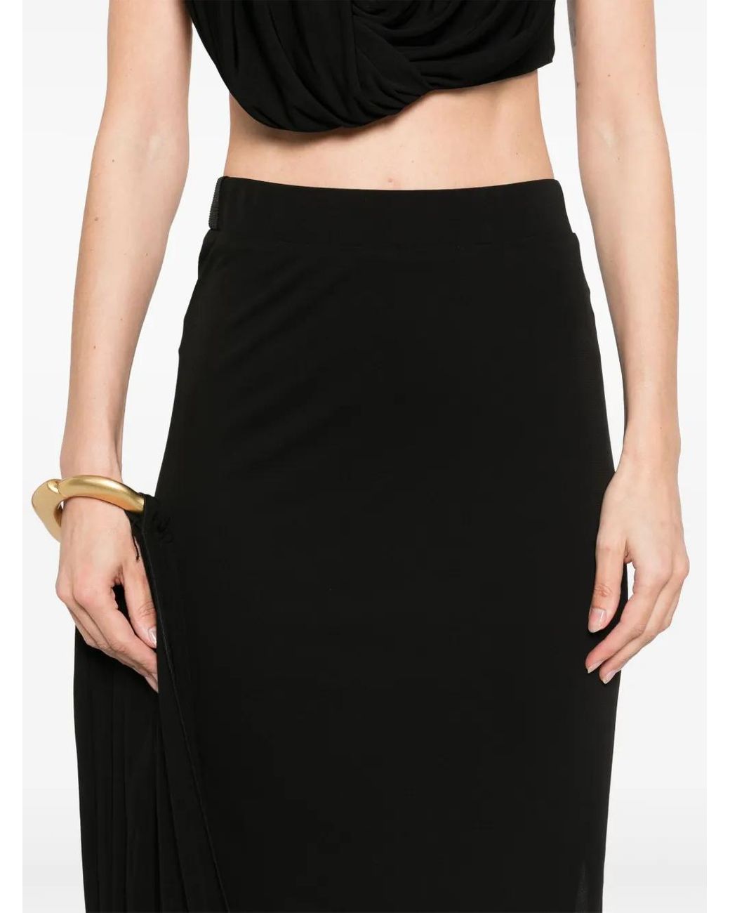 Cult Gaia Black Sola Midi Skirt