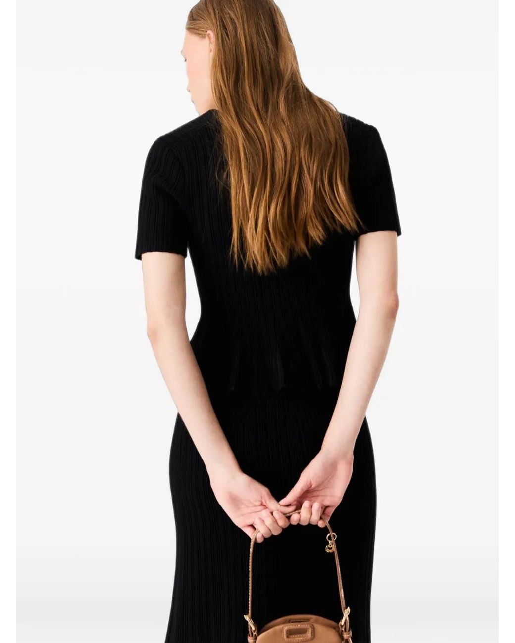 Maje Black Peplum Cardigan