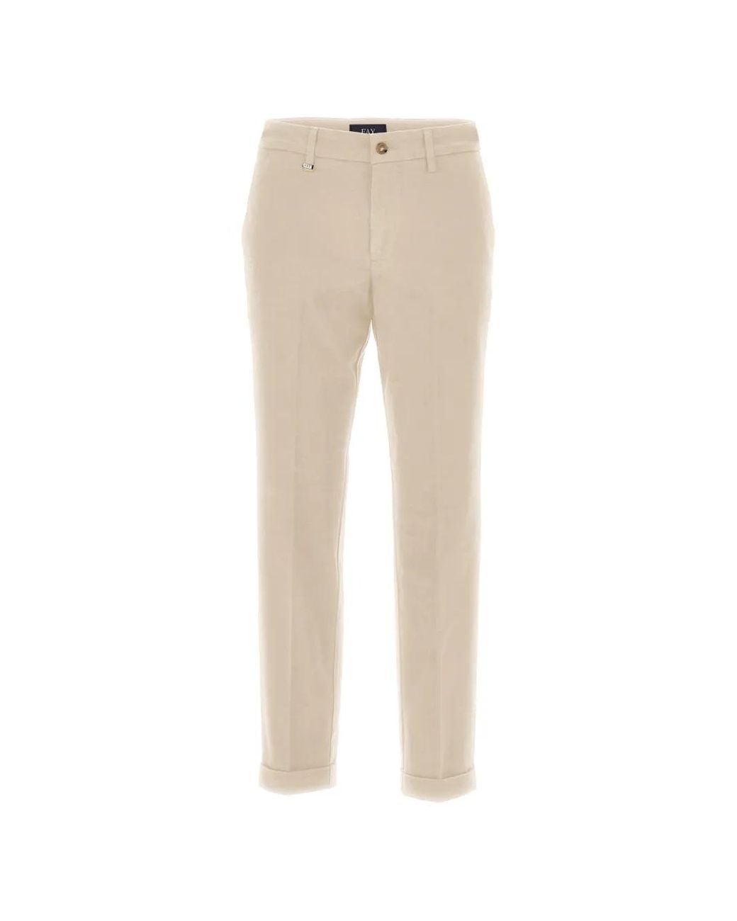 Pantaloni Con Risvolto di Fay in Natural