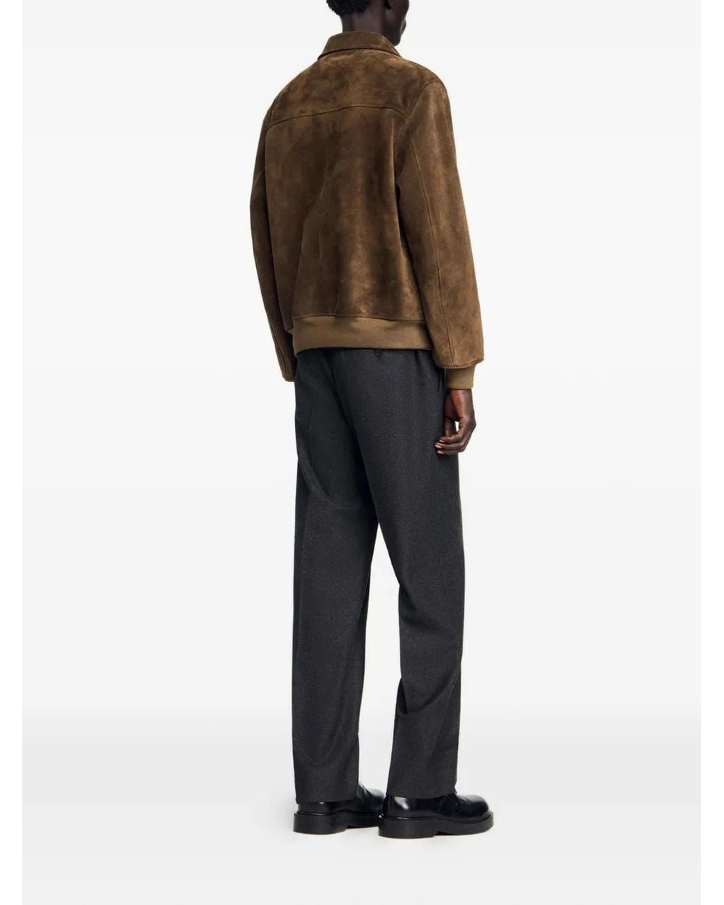 Sandro Brown Quilted Zip Jacket for men