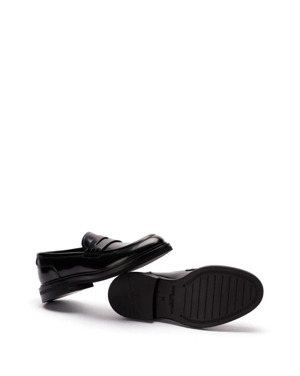Dolce & Gabbana Black Casual Moccasin Metallic Logo Heel