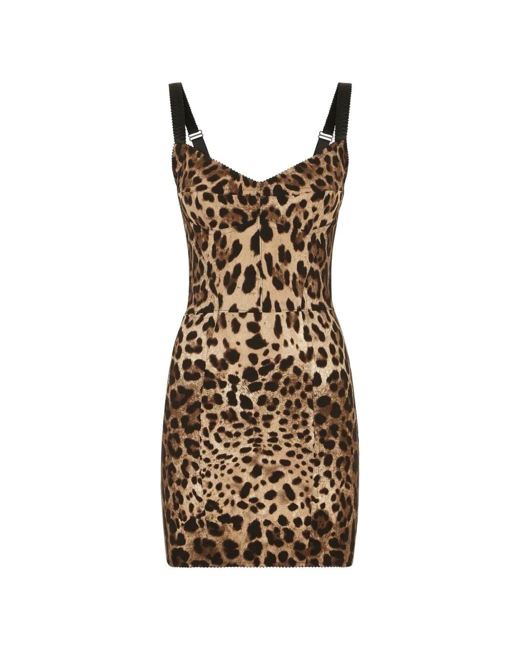 Dolce & Gabbana Black Leopard-Print Corset Mini Dress