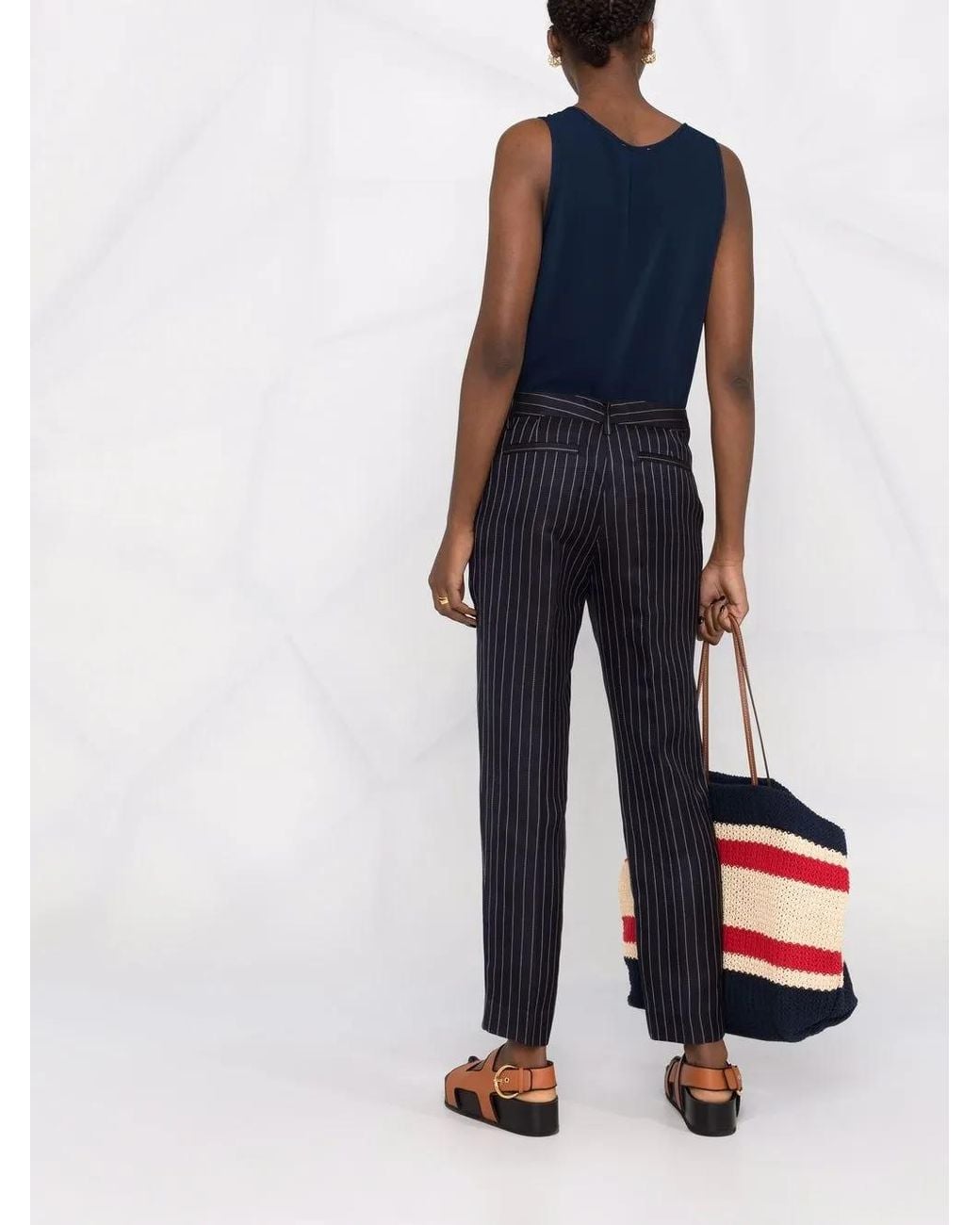 P.A.R.O.S.H. Blue Scoop-Neck Sleeveless Blouse