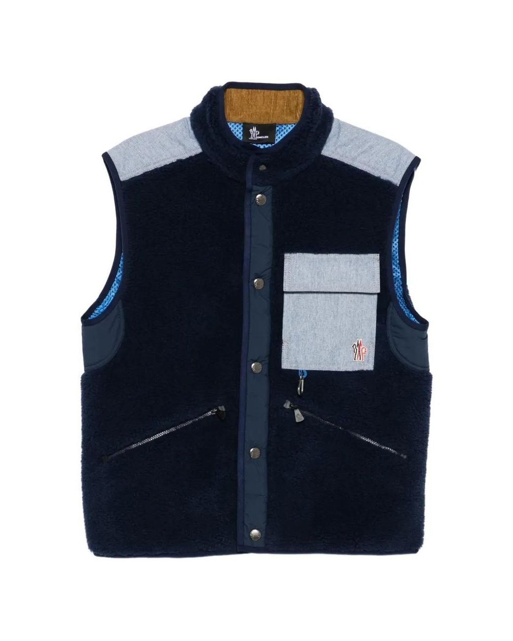 Moncler Blue Teddy & Chambray Vest for men