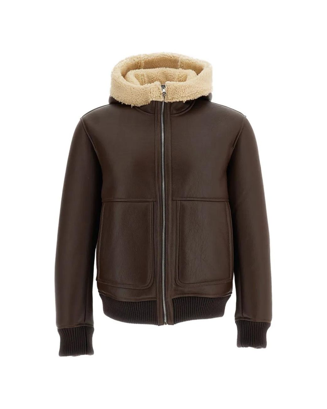 Emmeci Brown Novi Shearling-Lined Hooded Jacket for men