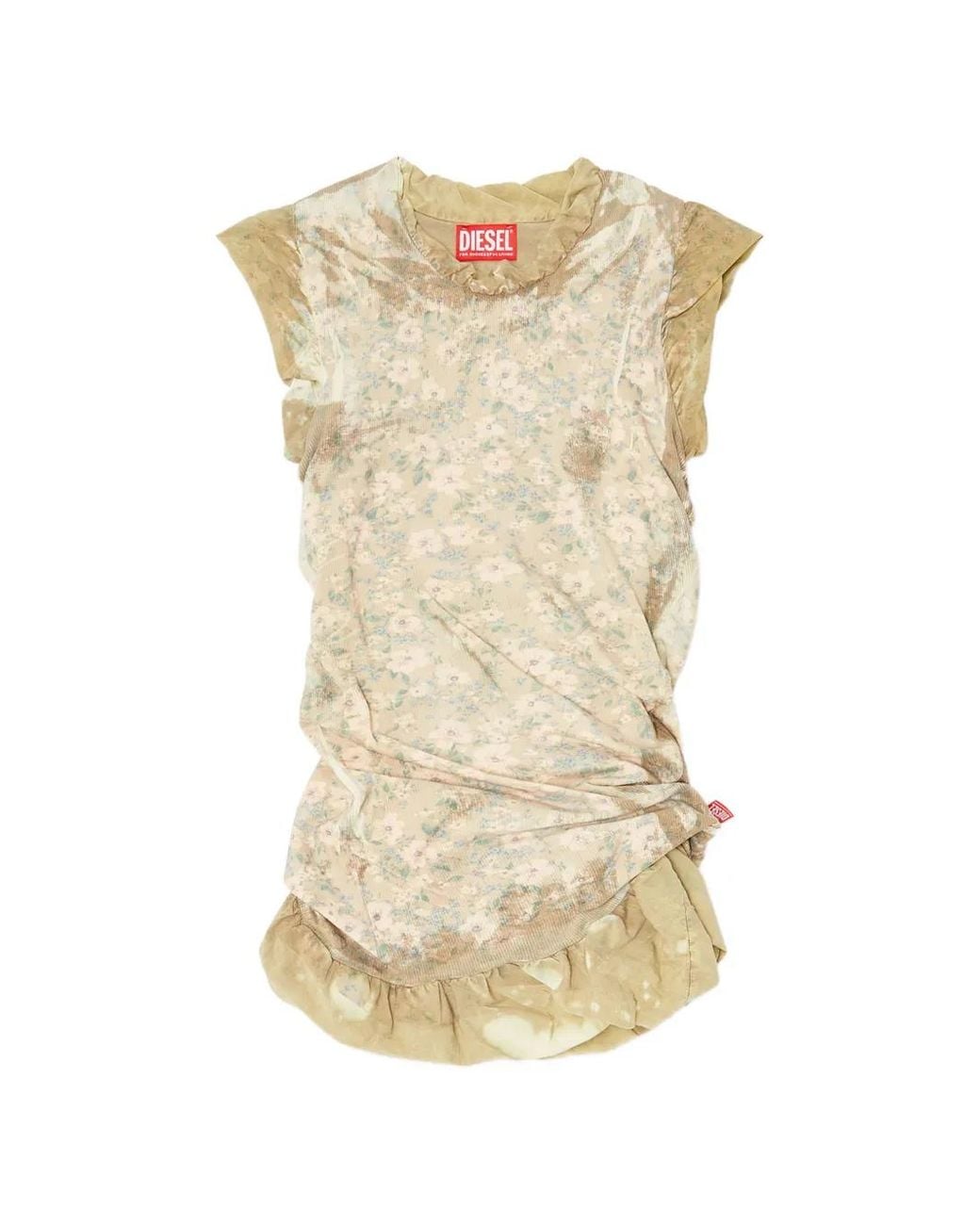 DIESEL Natural Floral Blouse With Ruffles