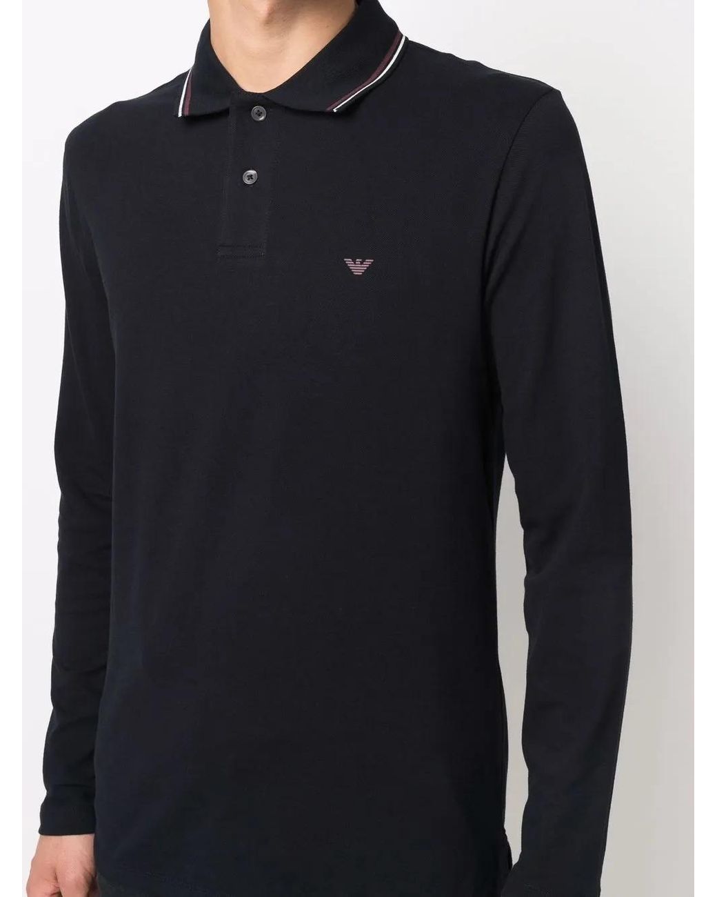 Emporio Armani Blue Logo Cotton Polo Shirt for men