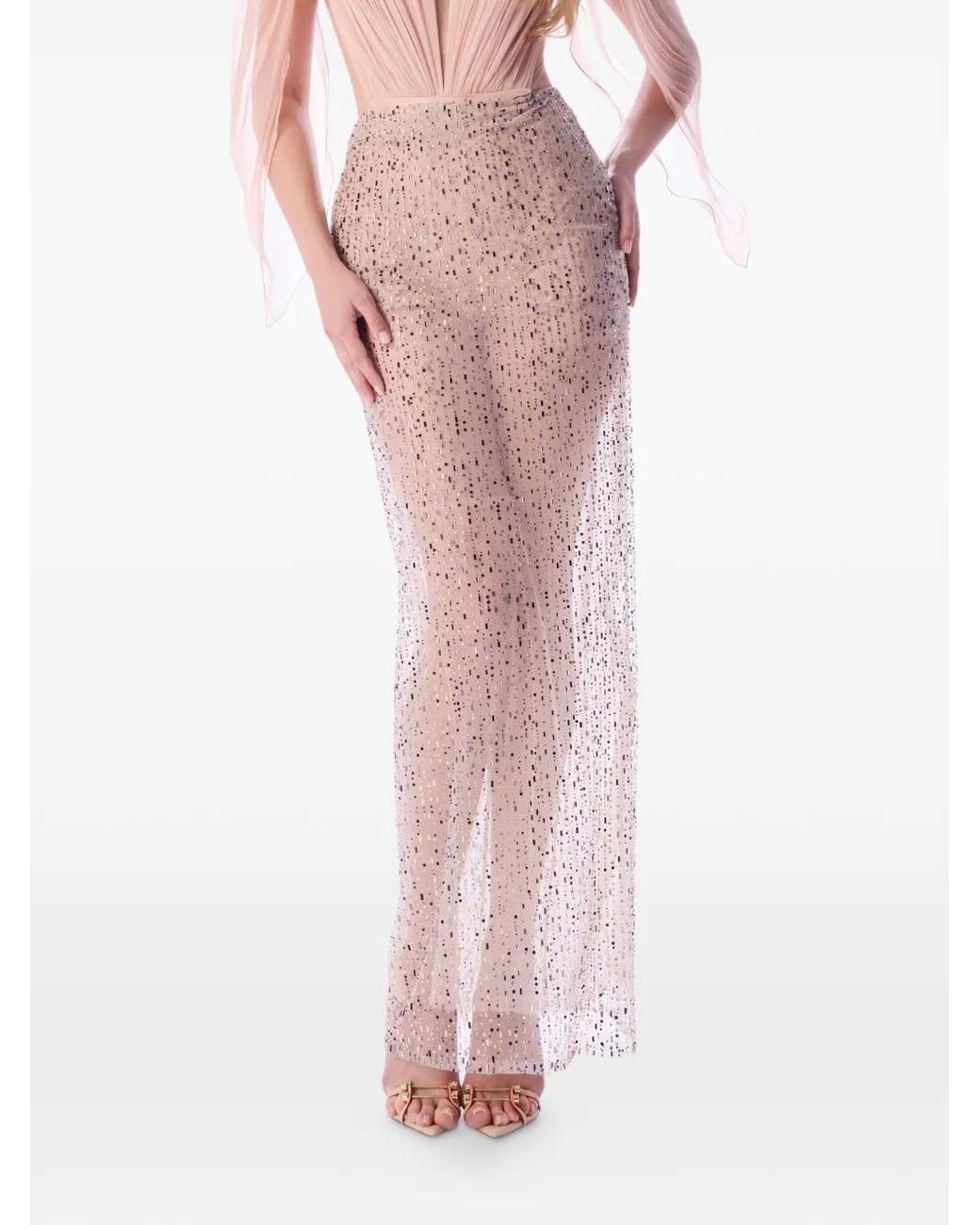 IMROSKA Pink Embellished Maxi Skirt
