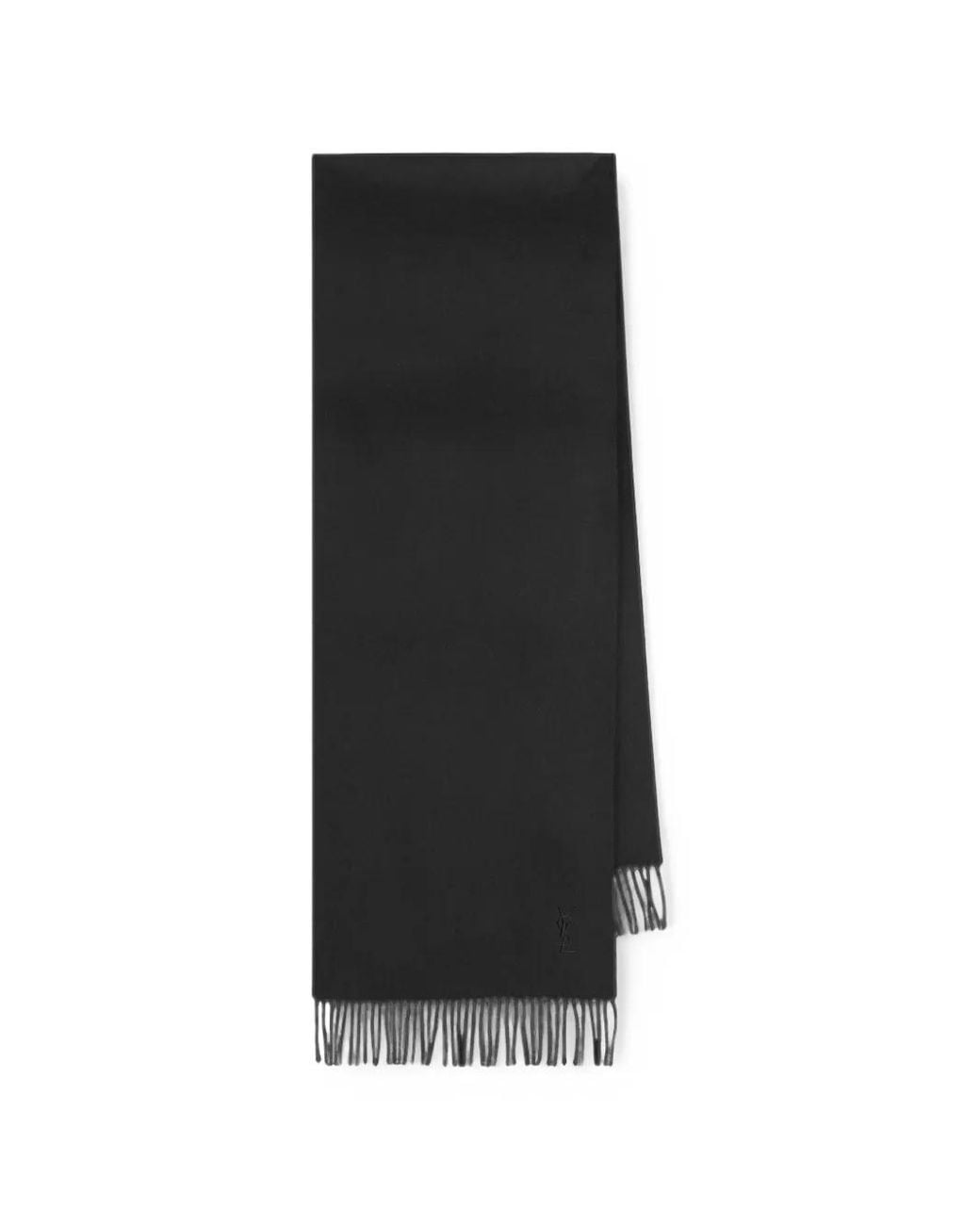 Saint Laurent Black Fringed Throw Scarf for men