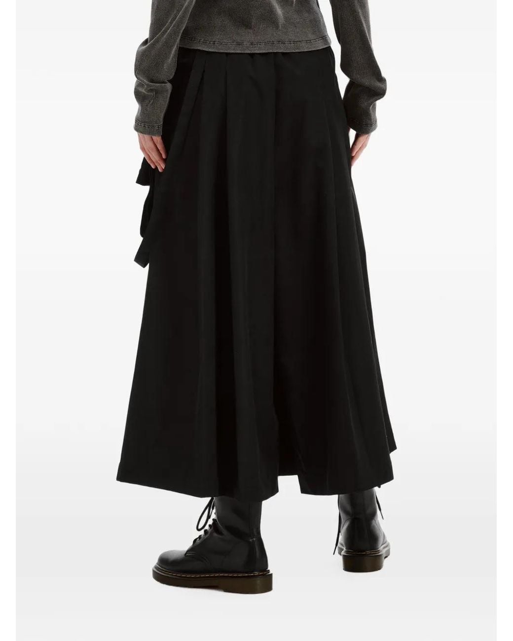 Musium Div. Black Pleated Buckle-Detail Palazzo Pants