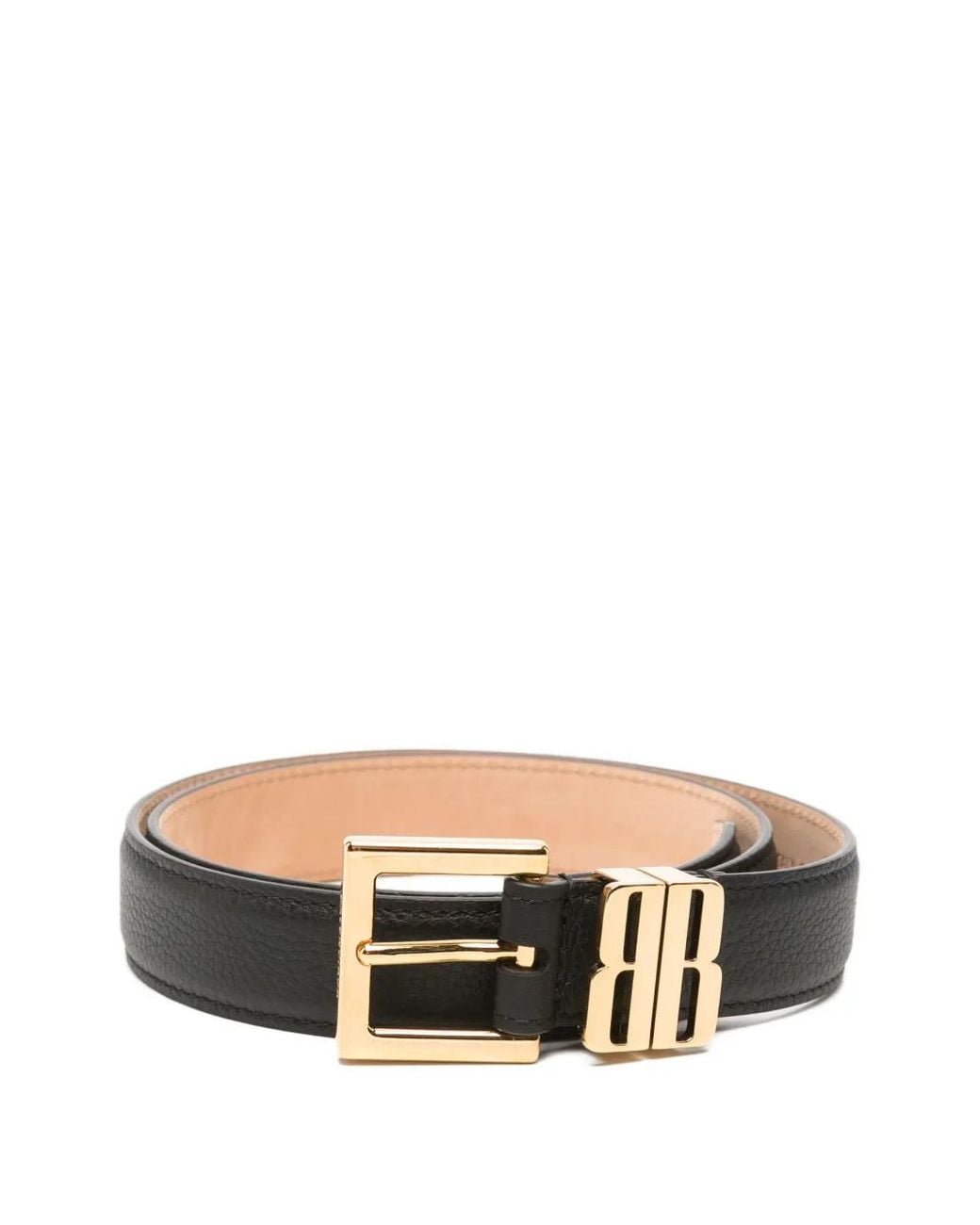 Balenciaga White Bb Edit Grained Leather Belt