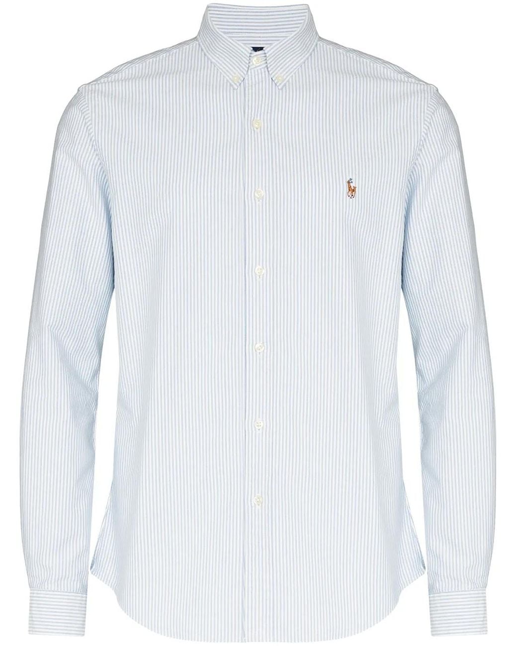 Polo Ralph Lauren White Custom-Fit Striped Oxford Shirt for men