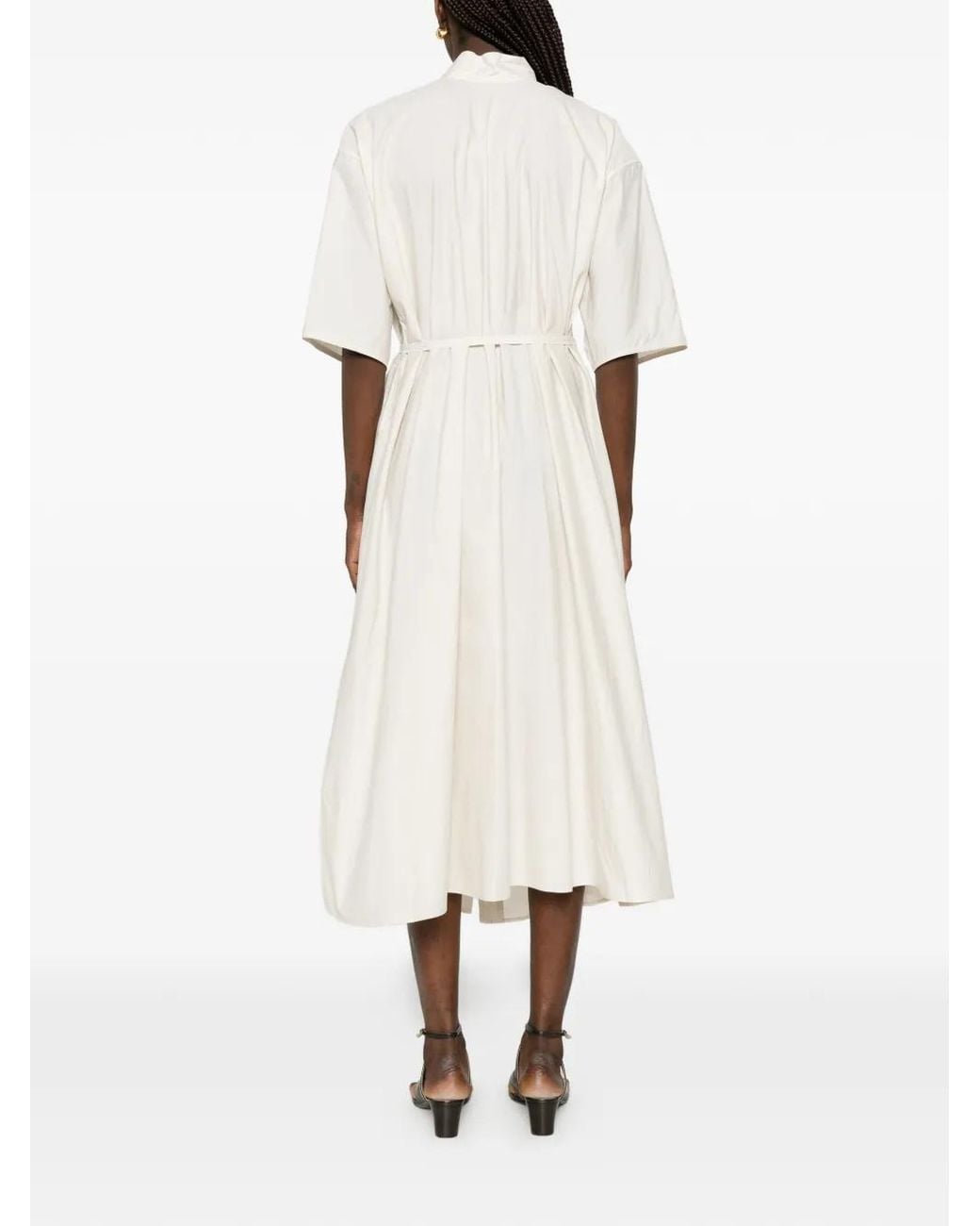 Lemaire White Robe Mi-Longue À Design Réversible