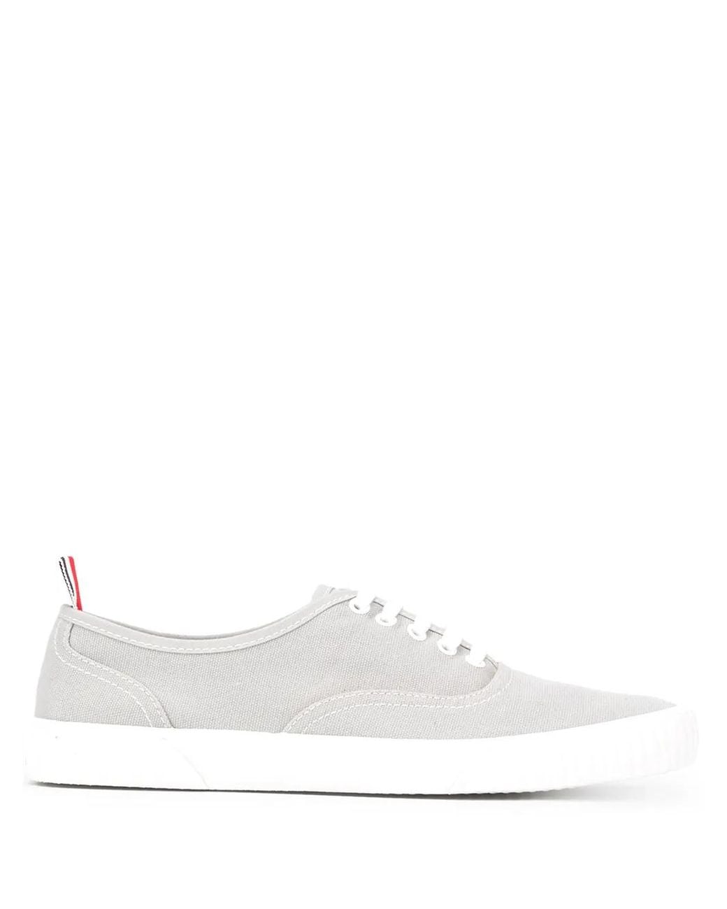 Thom Browne White Canvas Heritage Sneakers With Vulcanized Soles Sneakers for men