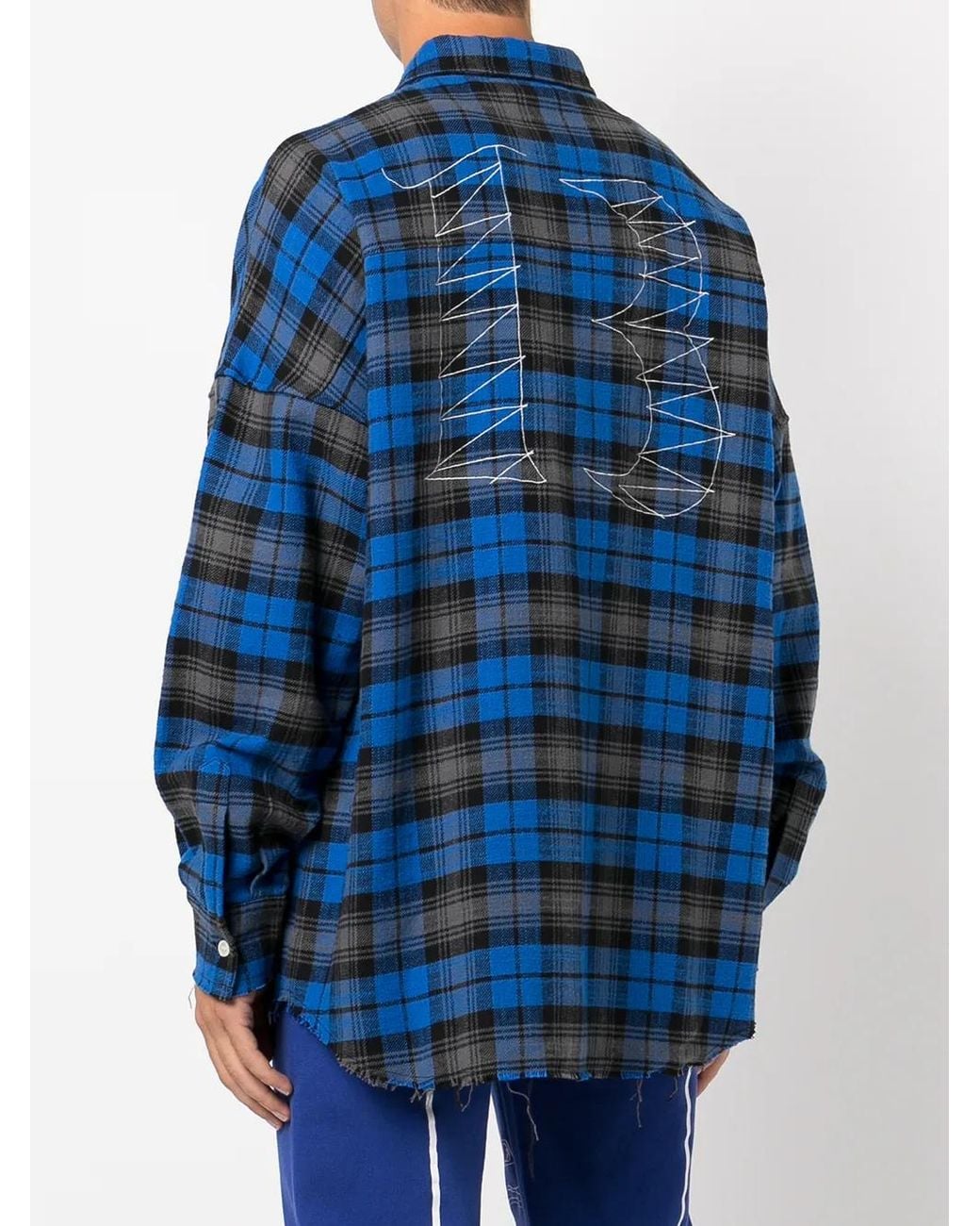 Haculla Blue Check-Print Skull Shirt for men