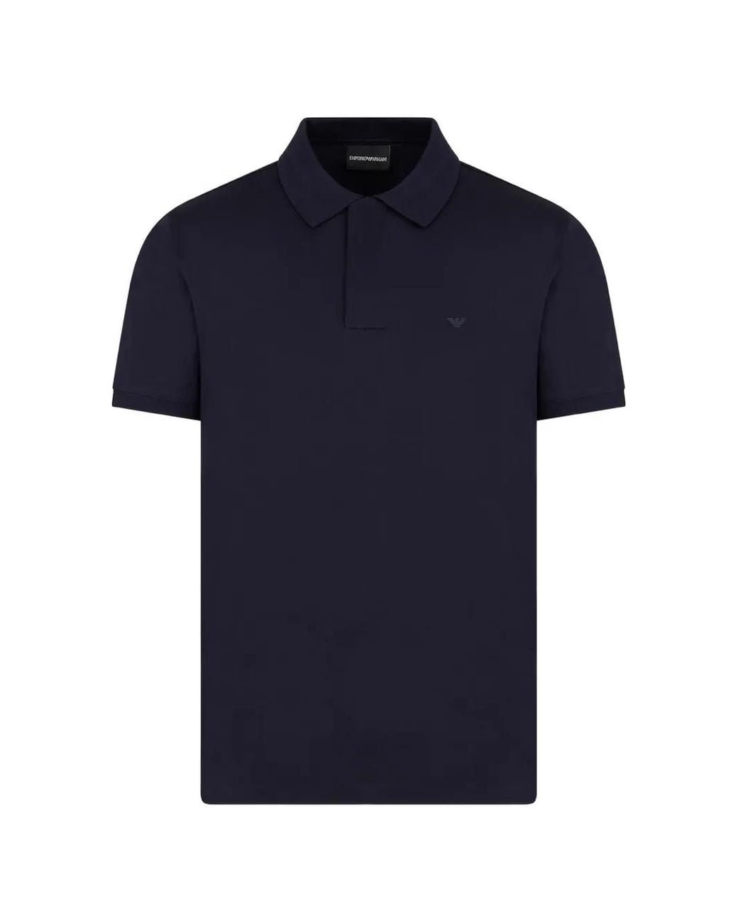 Emporio Armani Blue Logo-Embroidered Polo Shirt for men