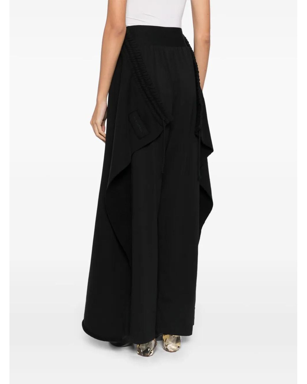 ALAINPAUL Black Cotton Logo Patch Drawstring Trousers