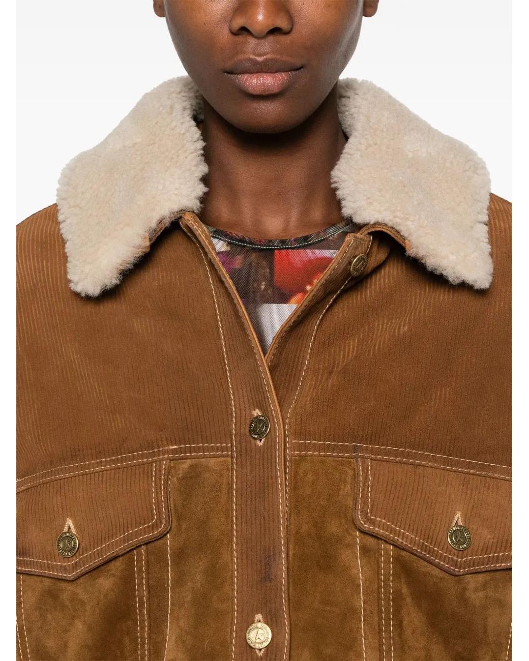 Golden Goose Deluxe Brand Brown Db Leather Suede Jacket Tobacco