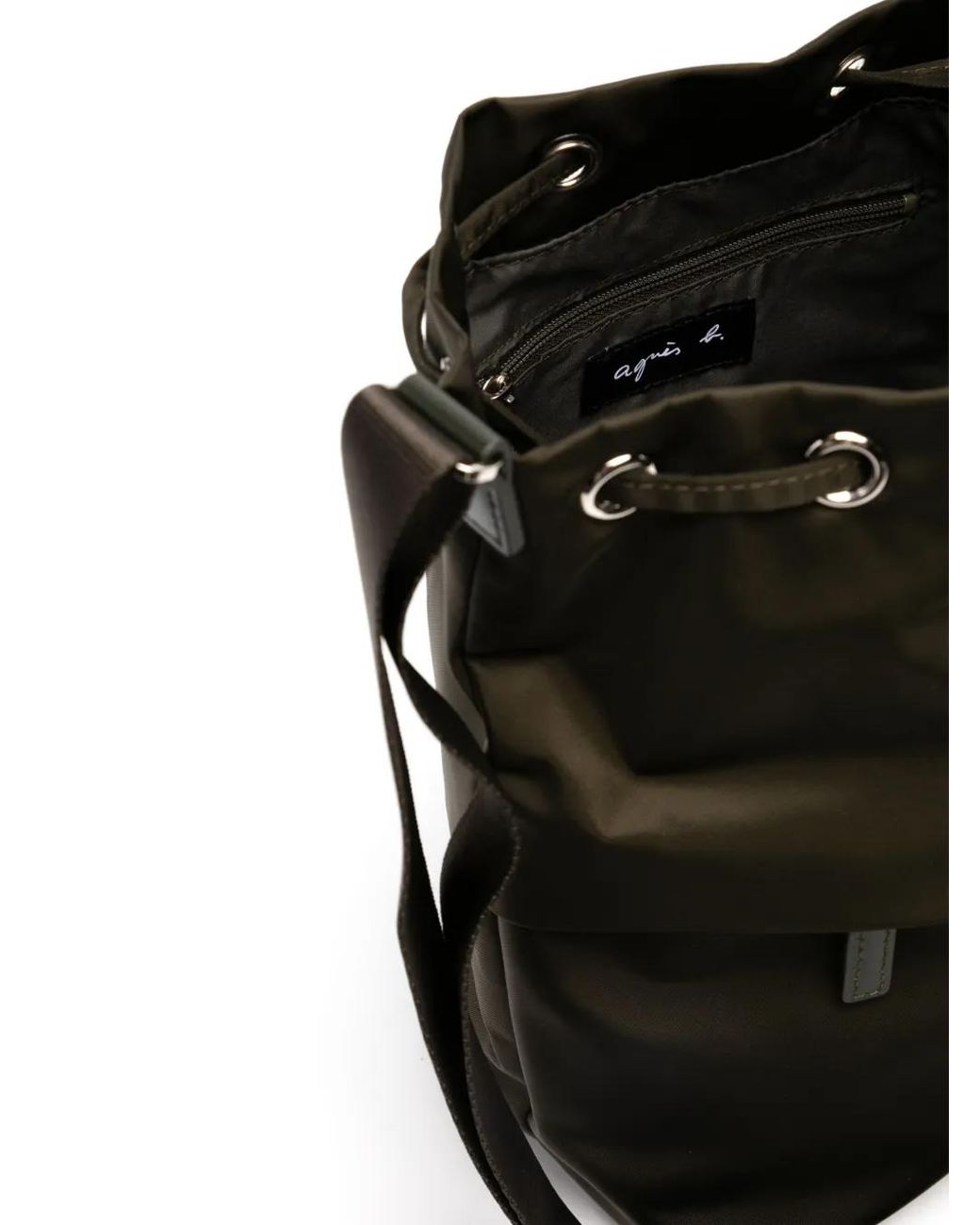 Agnes B. Black Drawstring Nylon Crossbody Bag