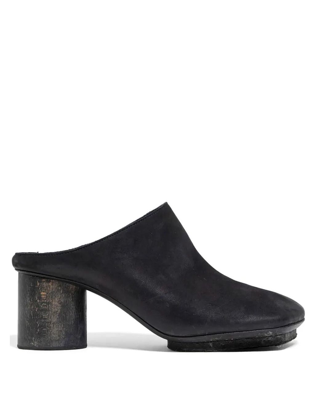 Uma Wang Black Block-Heel Leather Mules