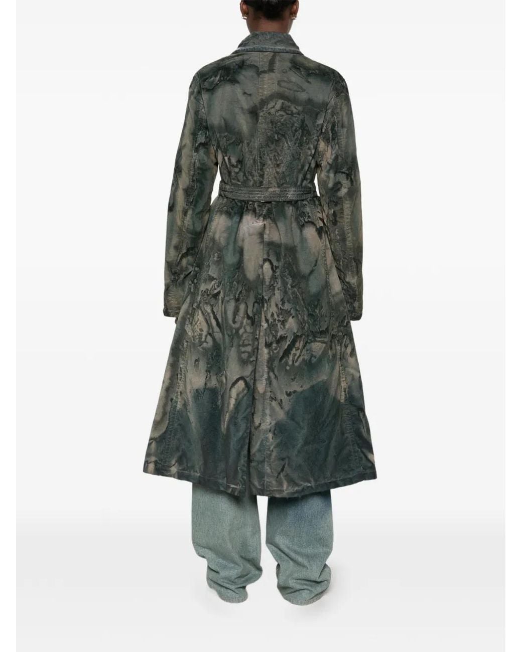 Masnada Gray Tie-Dye Belted Coat