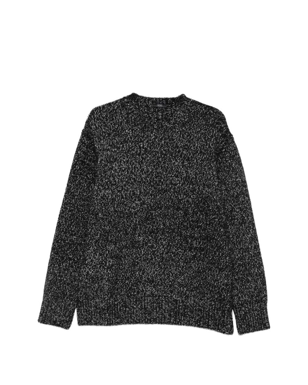 Hōsio Black Marl-Knit Crew-Neck Sweater for men