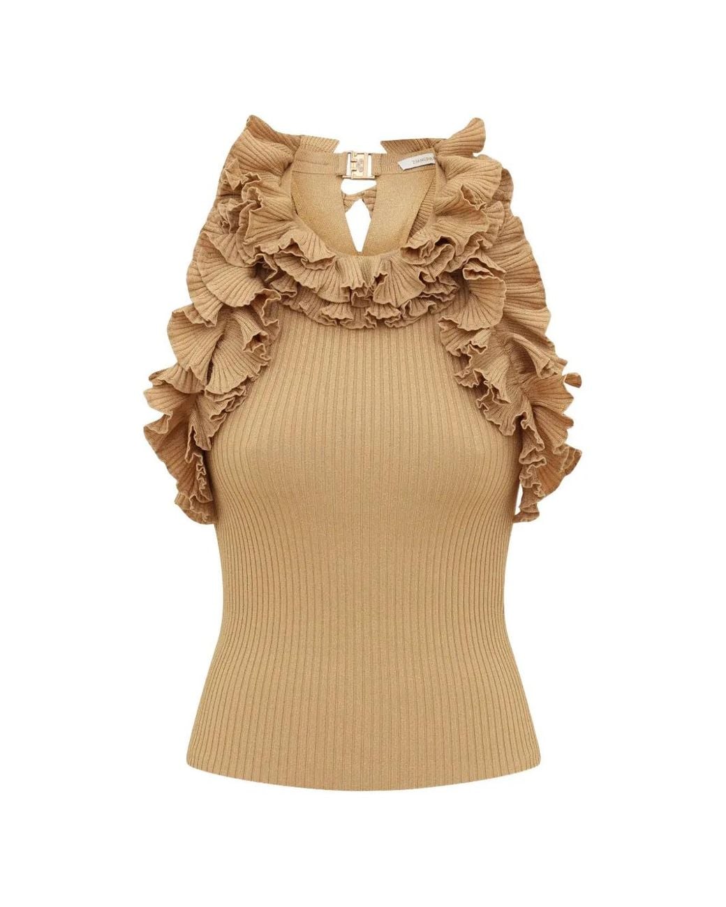 Zimmermann Natural Luna Ruffled-Detail Top