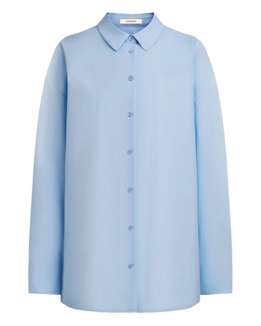 12 STOREEZ Blue Mercerised-Cotton Shirt