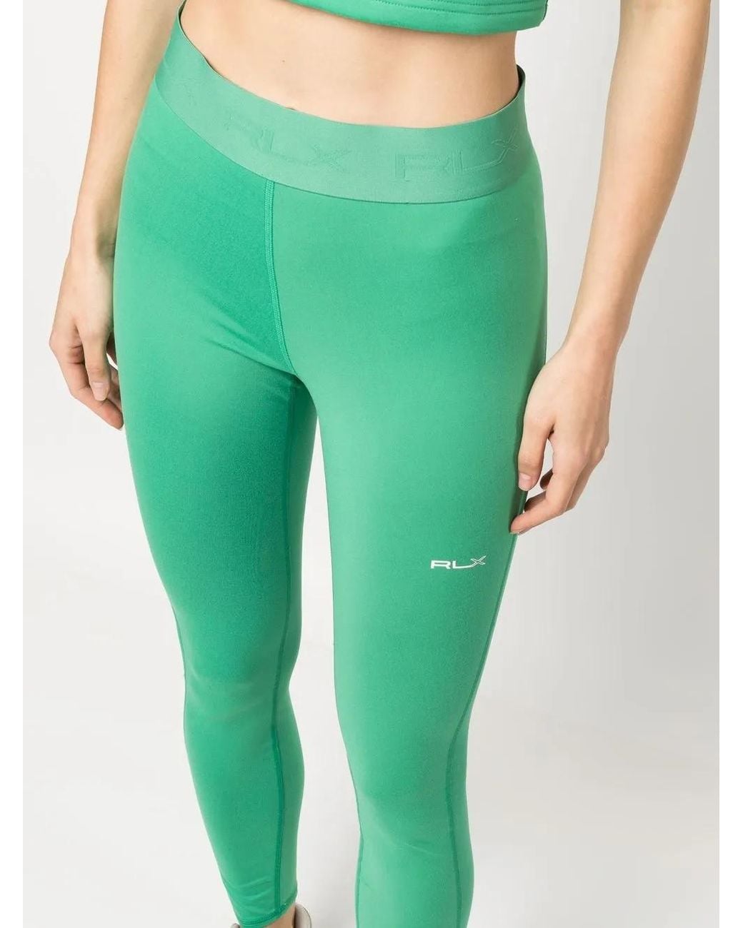 Ralph Lauren Green Logo-Waist Cropped Leggings