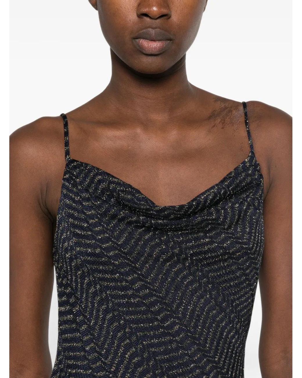 Missoni White Zigzag-Knit Cowl-Neck Maxi Dress