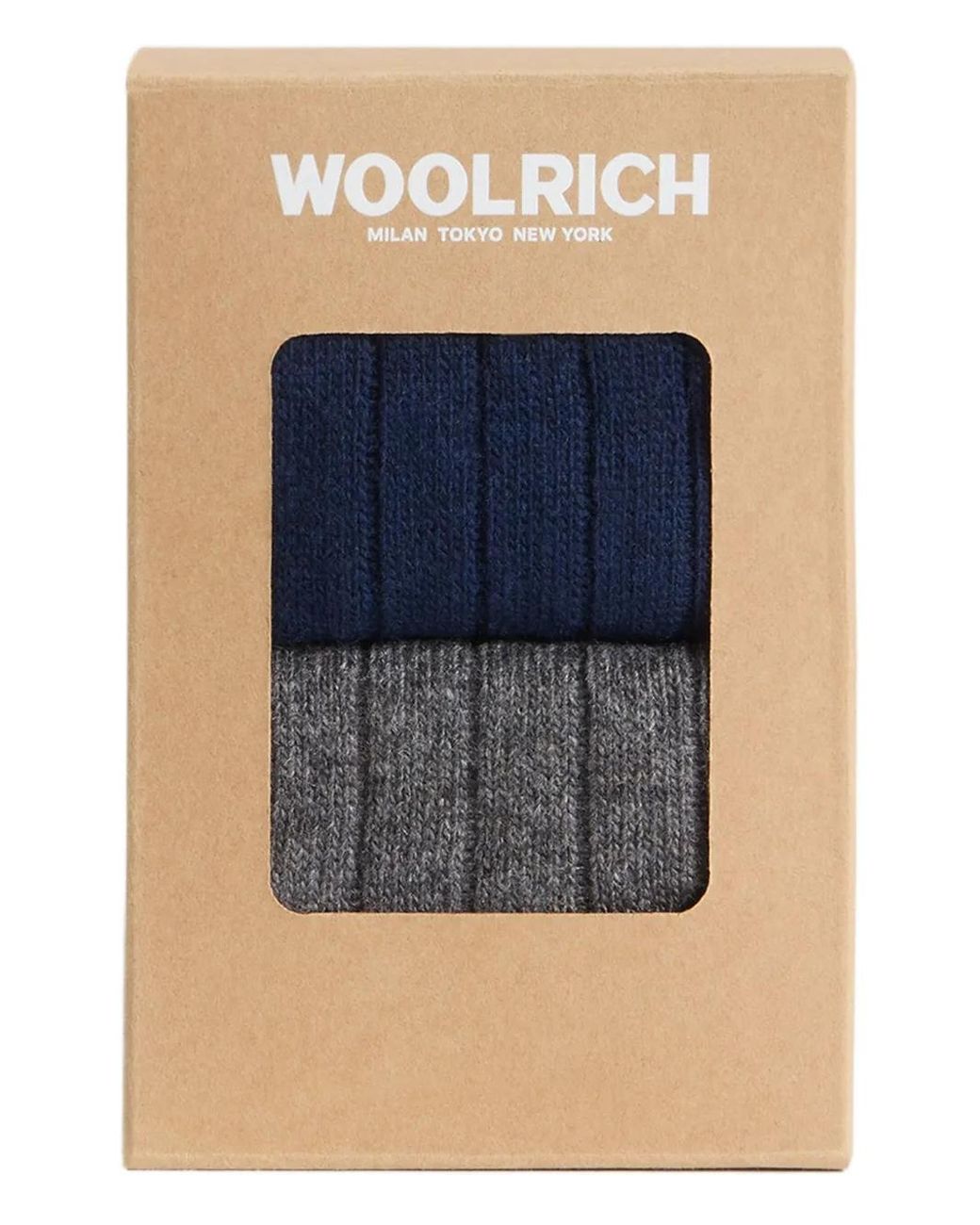 Woolrich Blue Ribbed Wool Socks (Pack Of Two) for men