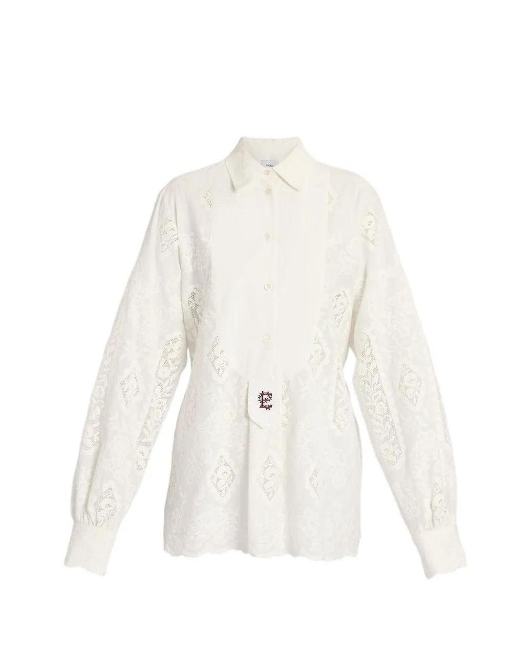 Erdem White Embroidered Cotton-Voile Shirt