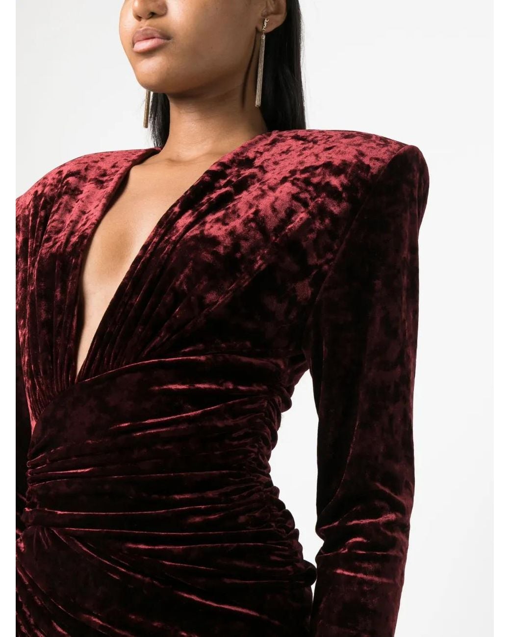 Alexandre Vauthier Black Draped Asymmetric Velour Dress