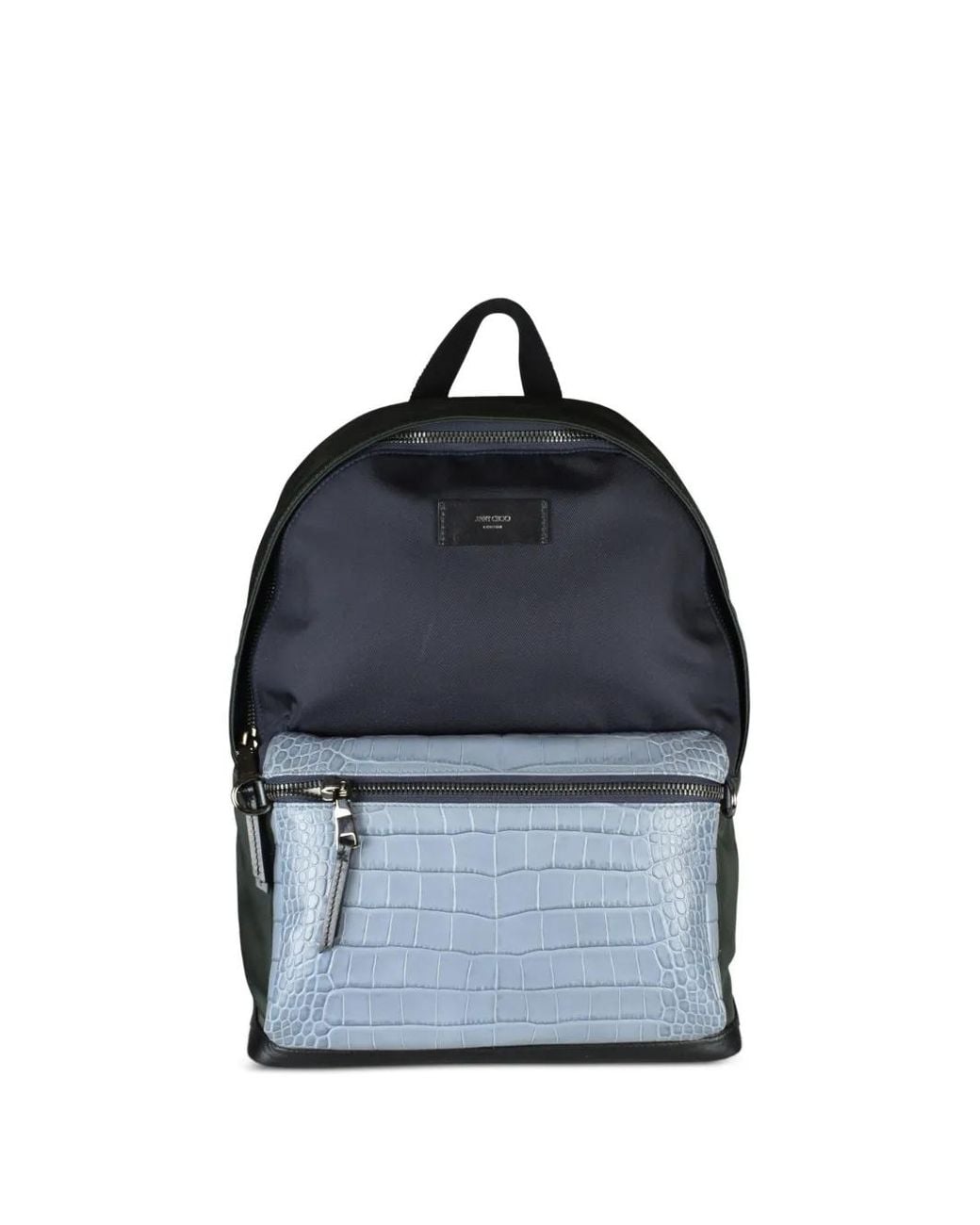 Jimmy Choo Blue Crocodile-Effect Zip Backpack for men