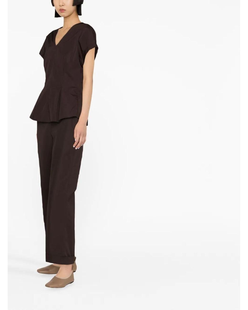 Aspesi Brown Bootcut Cropped Trousers